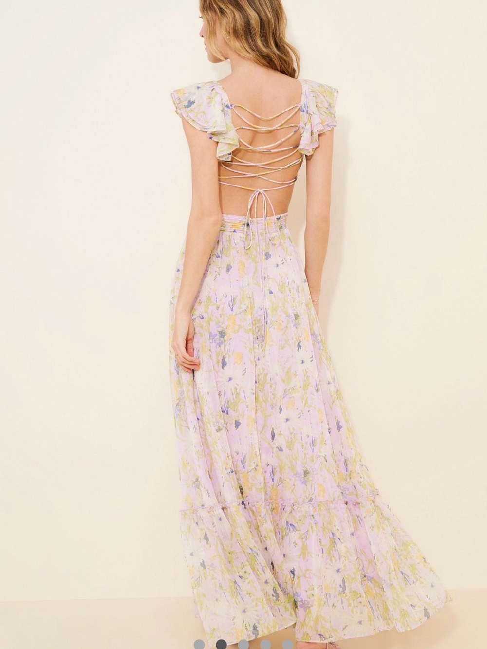 Astr Lavender Floral Maxi Dress with Yellow & Green Accents - Picture 3 of 11